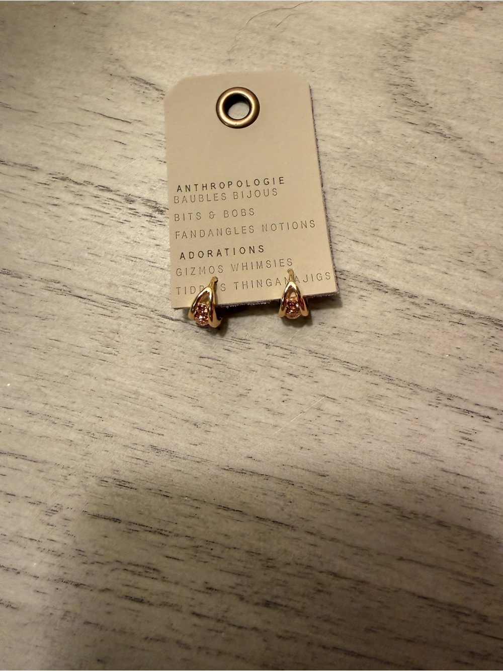 Anthropologie Gold-Tone yellow Crystal Teardrop Stud Earrings